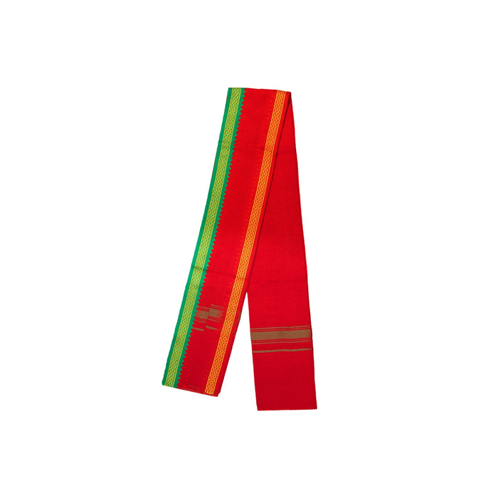 Red Angavastra - 1.5 Mtrs | Mayilkan Border Towel/ Kasavu Shawl/ Thundu / Gamcha/ Angavasthiram
