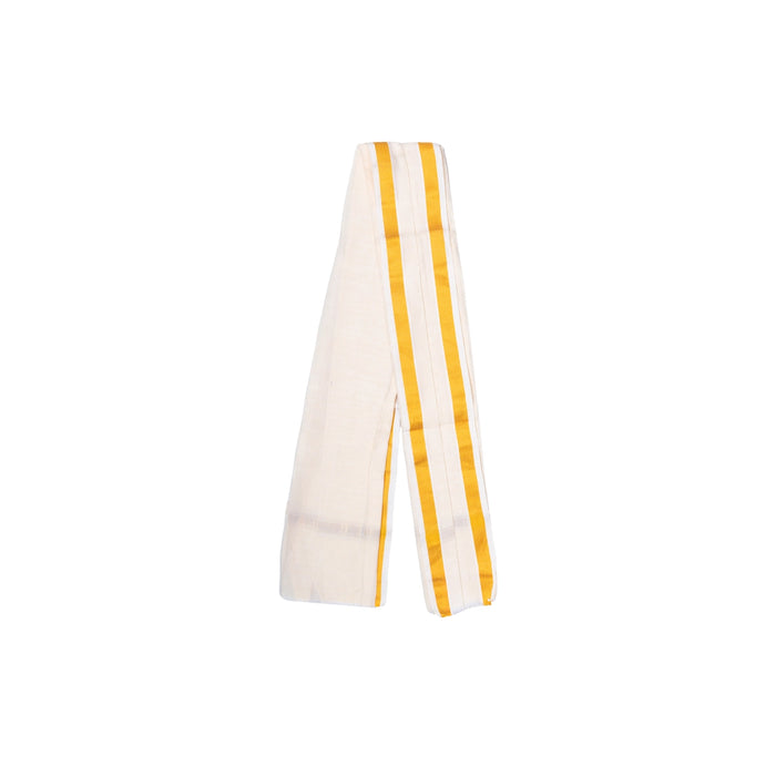 Angavastram - 1.5 Mtrs| Half White Thundu/ 80 K Mayil kann Towel/ Gamcha/ Kasavu Shawl