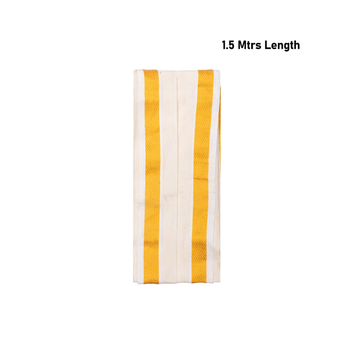 Angavastram - 1.5 Mtrs| Half White Thundu/ 80 K Mayil kann Towel/ Gamcha/ Kasavu Shawl