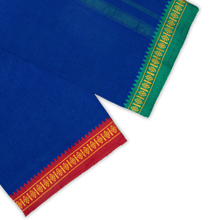 Cotton Veshti - 2 Mtrs | Blue Dhoti / Royal King Thalapathi Border Vesti / Traditional Mundu For Men