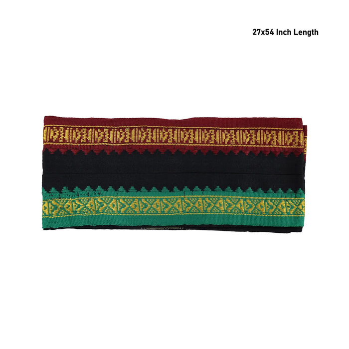 Black Angavastram - 27 X 54 Inches | Mla Border Design Towel/ Thundu/ Gamcha For Temple Visits And Rituals