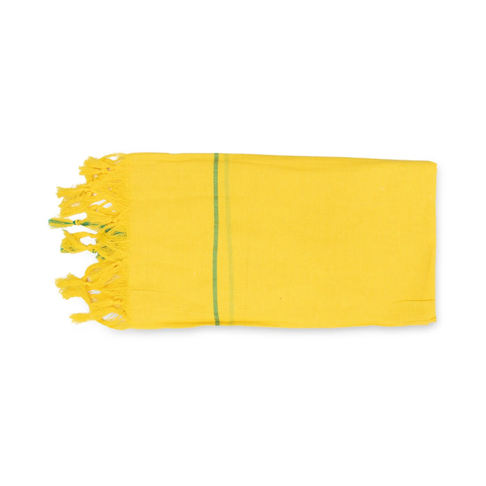 Towel - 30 x 60 Inches |Yellow Mudi Angavastram / Thundu / Gamcha / Kasavu Shawl for Men
