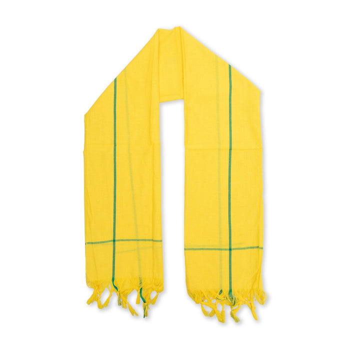 Towel - 30 x 60 Inches |Yellow Mudi Angavastram / Thundu / Gamcha / Kasavu Shawl for Men