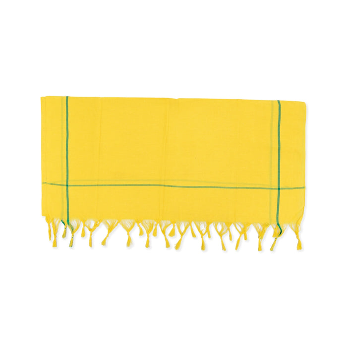 Towel - 30 x 60 Inches |Yellow Mudi Angavastram / Thundu / Gamcha / Kasavu Shawl for Men