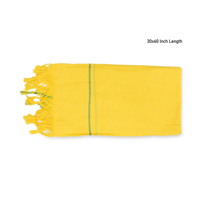 Towel - 30 x 60 Inches |Yellow Mudi Angavastram / Thundu / Gamcha / Kasavu Shawl for Men