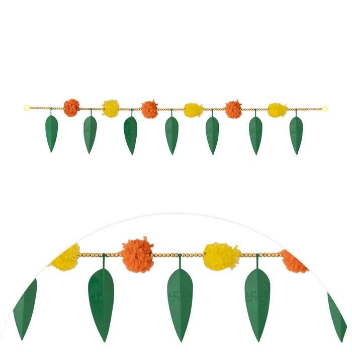 Door Toran - 3 Feet | Green Leaf Design Ladi / Bandanwar/ Door Hanging Thoran for Home Decor