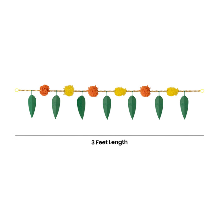 Door Toran - 3 Feet | Green Leaf Design Ladi / Bandanwar/ Door Hanging Thoran for Home Decor