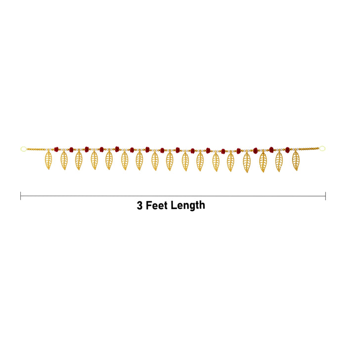 Door Toran - 3 Feet | Decorative Hanging/ Gold Leaf Bandhawar/ Ladi For Pooja Room