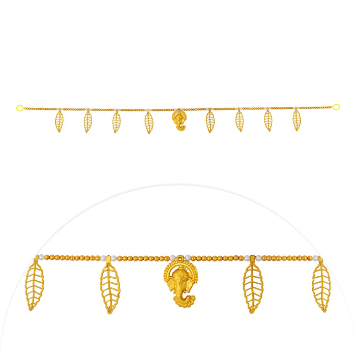 Moti Door Toran - Golden Leaf Ganesh - D2 - 3 feet