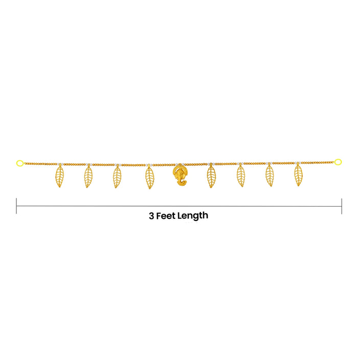 Moti Door Toran - Golden Leaf Ganesh - D2 - 3 feet