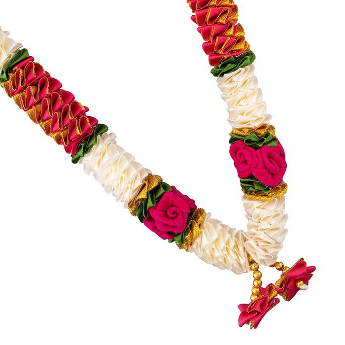 Satin Mala - 14 Inches | Artificial God Garland/ Cloth Mala / Artificial Flower Mala for Deity Decor