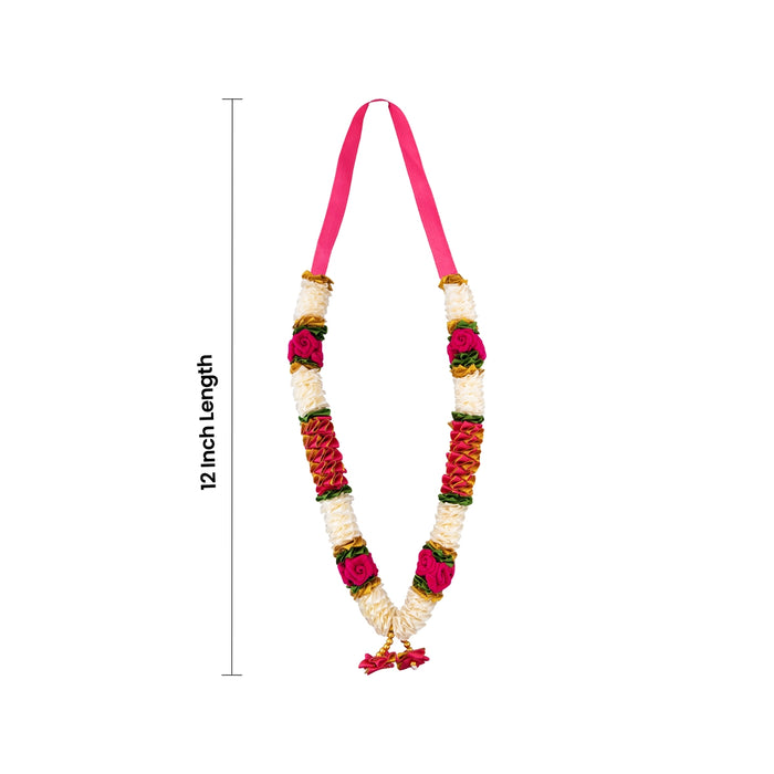 Satin Mala - 14 Inches | Artificial God Garland/ Cloth Mala / Artificial Flower Mala for Deity Decor