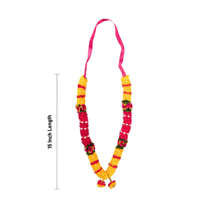 Satin Mala - 15 Inches | Mala / Flower Mala / Artificial Flower Mala for Photo Frame