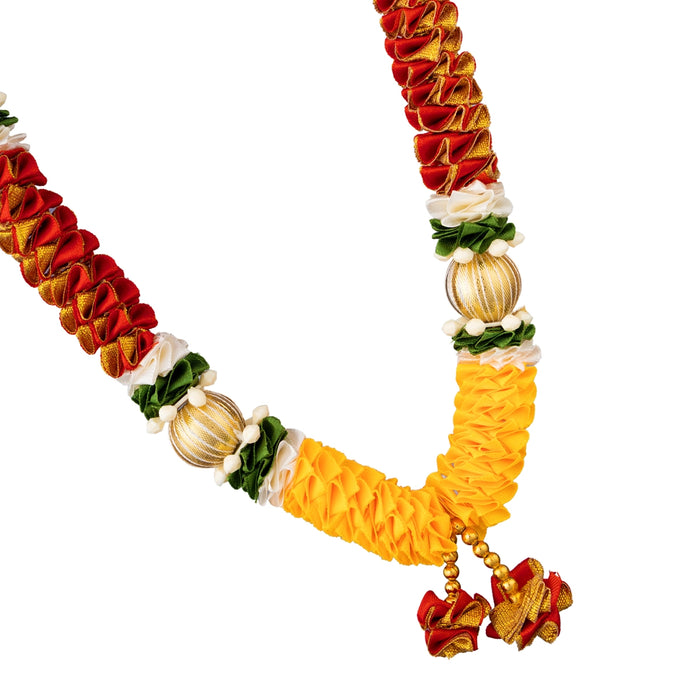 Artificial Garland - 14 Inches | Satin Mala / Cloth Garland / Fancy Mala for Photo Frame & Decor