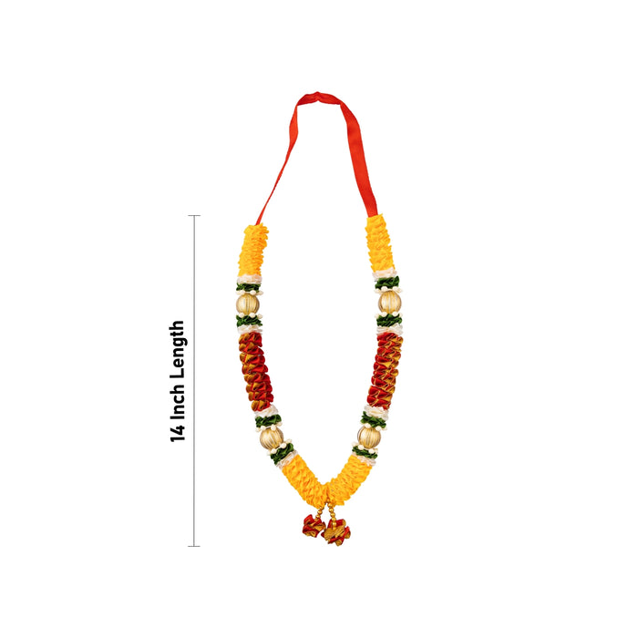 Artificial Garland - 14 Inches | Satin Mala / Cloth Garland / Fancy Mala for Photo Frame & Decor