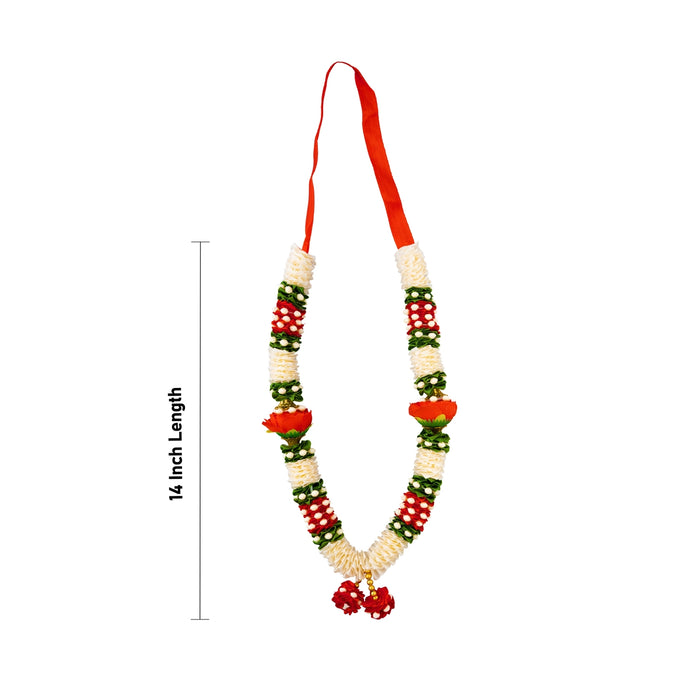 Fancy Mala - 14 Inches | Satin Mala / Cloth Garland / Artificial Garland for Photo Frame Decor