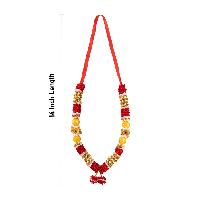 Cloth Mala - 14 Inches | Satin Mala / Artificial Garland / Fancy Mala for Deity Decor