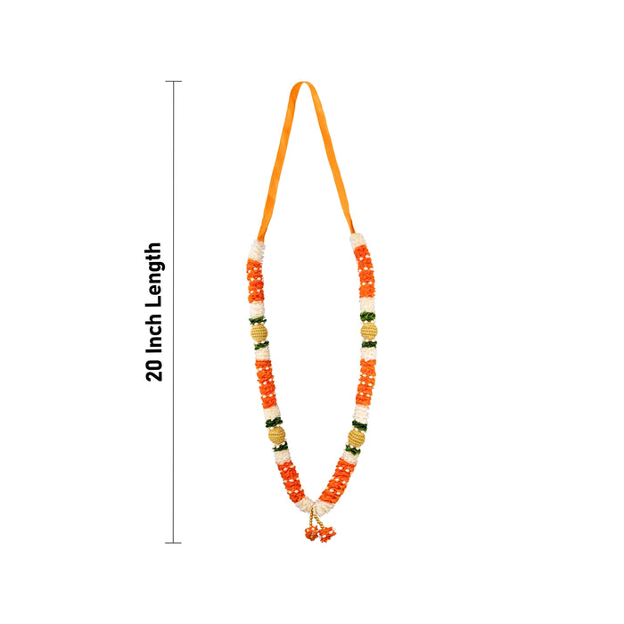 Artificial Garland - 20 Inches | Satin Flower Mala/ Beads & Flower Design Mala for Photo Frame