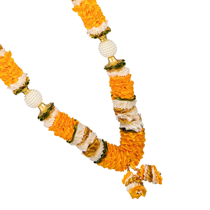 Artificial Garland - 20 Inches | Beads & Flower Design Mala / Artificial Flower Mala for Wall Frame