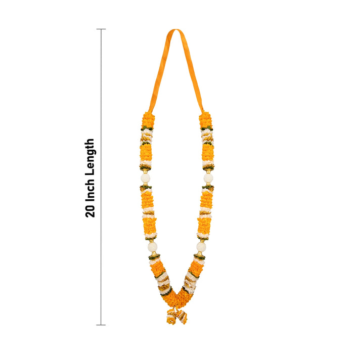 Artificial Garland - 20 Inches | Beads & Flower Design Mala / Artificial Flower Mala for Wall Frame