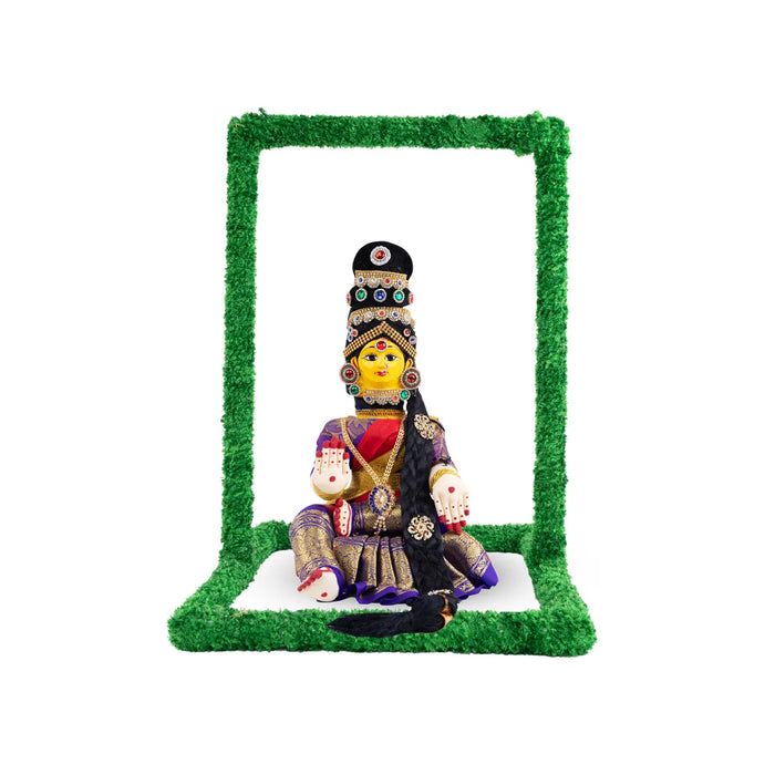 Varalakshmi Ammavari Idol With Jhula- 15 x 8 Inches | Ammavari Vigraham With Face/Ammavari Stand for Varalakshmi Vratam