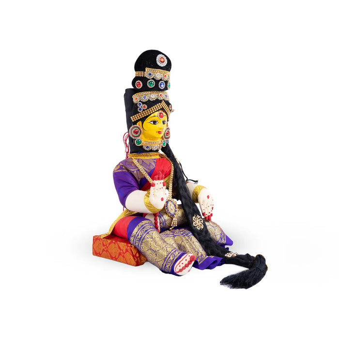 Varalakshmi Ammavari Idol With Jhula- 15 x 8 Inches | Ammavari Vigraham With Face/Ammavari Stand for Varalakshmi Vratam