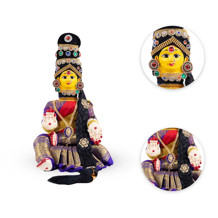 Varalakshmi Ammavari Idol With Jhula- 15 x 8 Inches | Ammavari Vigraham With Face/Ammavari Stand for Varalakshmi Vratam