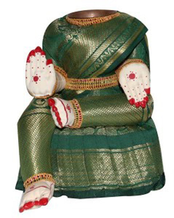 Amman Stand - 10 x 8 Inches | Varalakshmi Decor/ Wooden Ammavari Idol without Face for Deity Decor