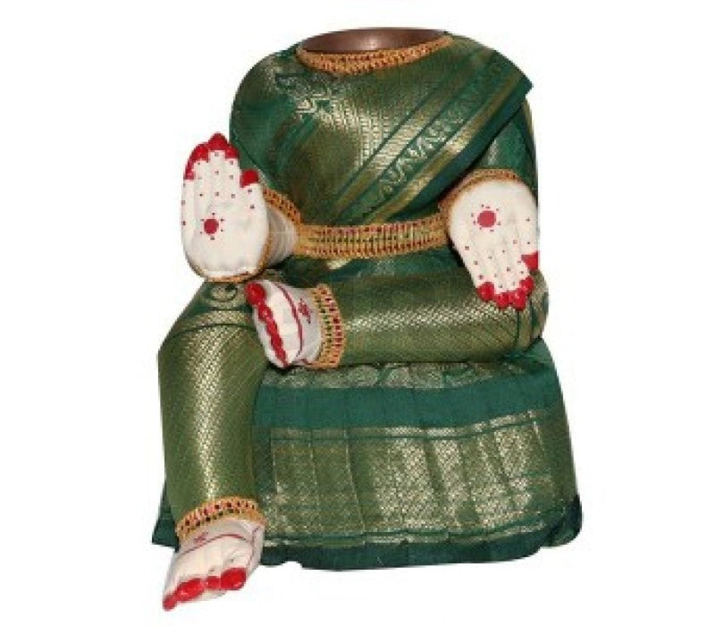 Amman Stand - 10 x 8 Inches | Varalakshmi Decor/ Wooden Ammavari Idol without Face for Deity Decor