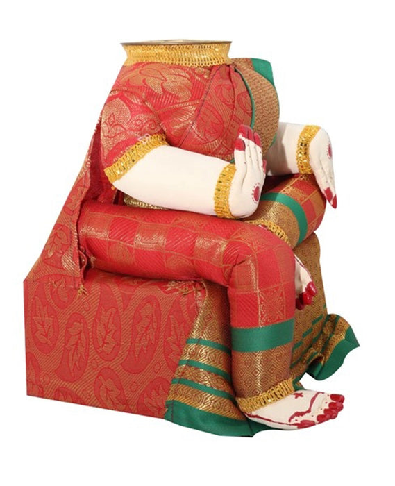 Amman Stand - 10 x 8 Inches | Varalakshmi Decor/ Wooden Ammavari Idol without Face for Deity Decor