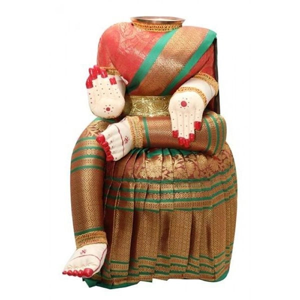 Amman Stand - 12 x 9 Inches | Varalakshmi Decor/ Wooden Ammavari Idol without Face for Deity Decor