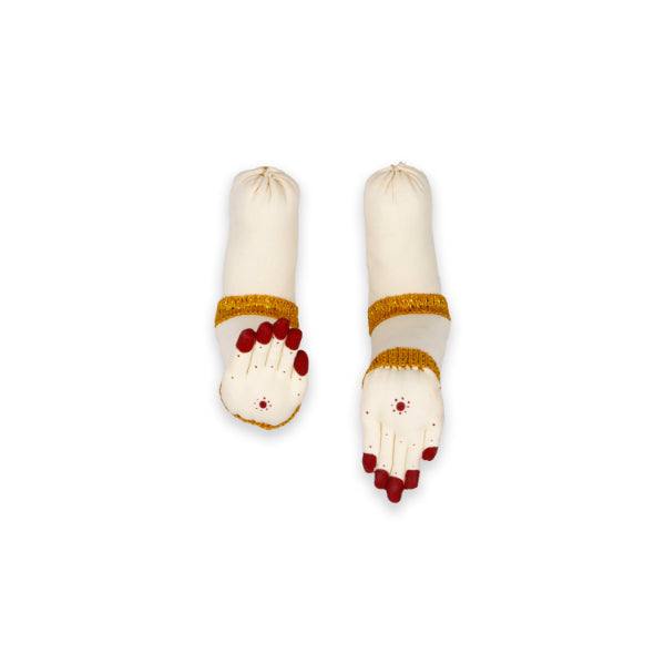 Amman Hands and Legs Set - 13 x 2 Inches | Cloth Hastham Patham/ Cream Colour Laxmi Hand & Leg for Deity