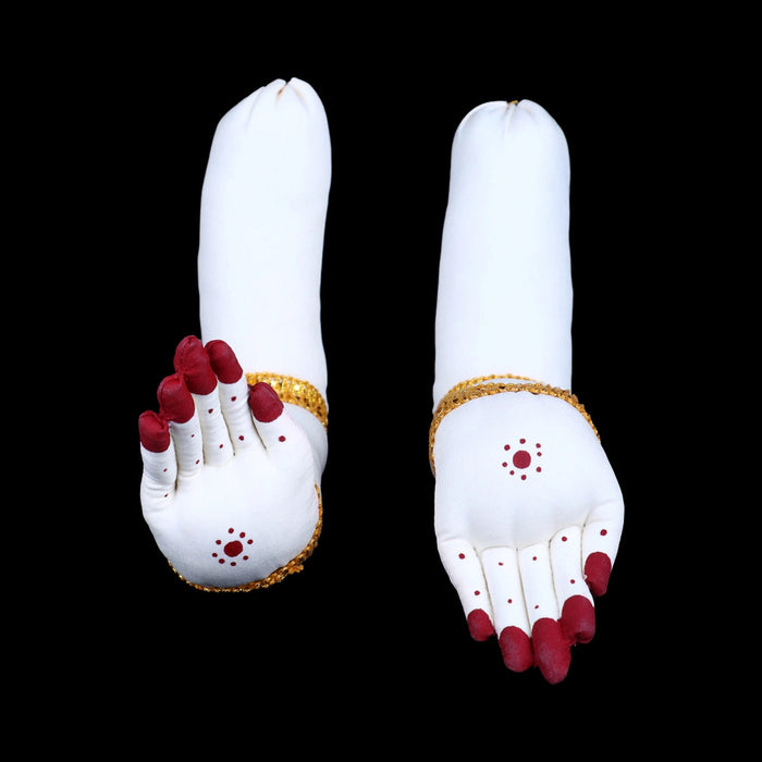 Amman Hands and Legs Set - 15 x 1.5 Inches | Cloth Hastham Patham/ Cream Colour Laxmi Hand & Leg for Deity