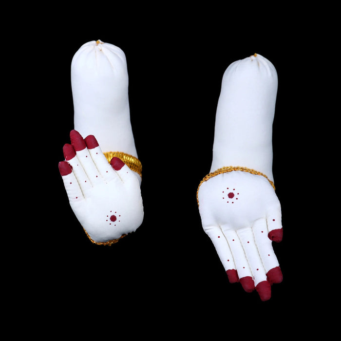 Amman Hands and Legs Set - 18 x 2.5 Inches | Cloth Hastham Patham/ Cream Colour Laxmi Hand & Leg for Deity