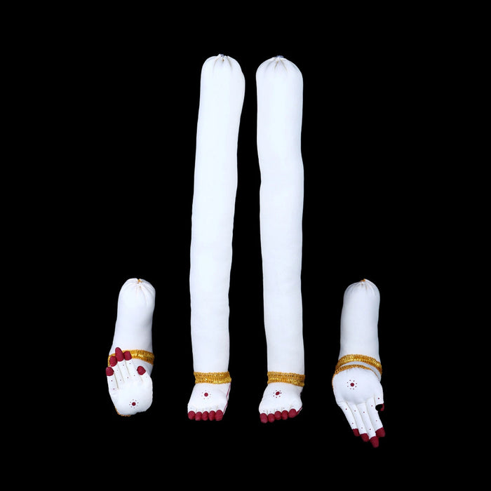 Amman Hands and Legs Set - 18 x 2.5 Inches | Cloth Hastham Patham/ Cream Colour Laxmi Hand & Leg for Deity