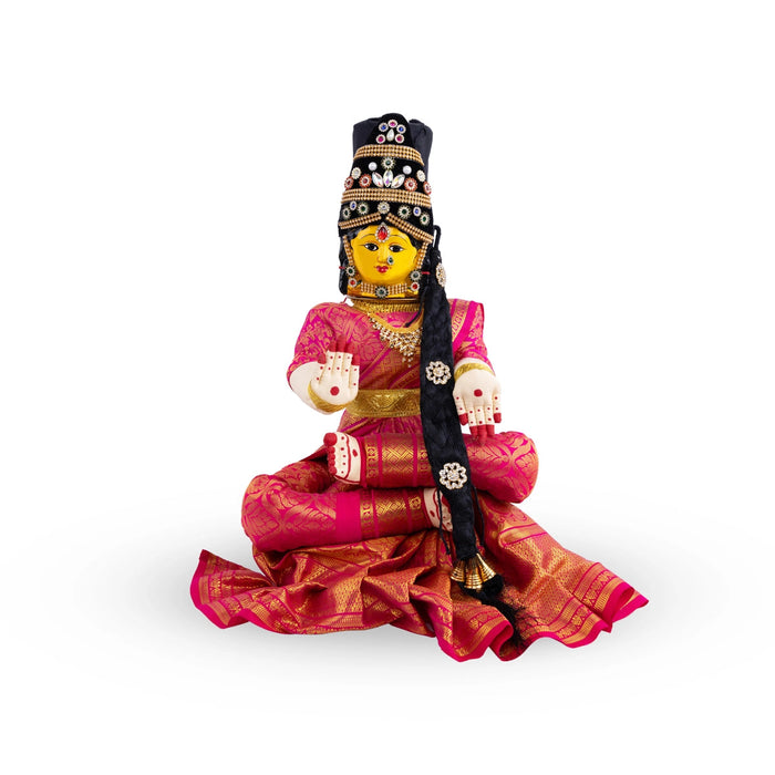 Varalakshmi Ammavari Idol - 17 x 11 Inches | Decorated Ammavari Vigraham/ Ammavari Stand with Face for Varalaxmi Vratam