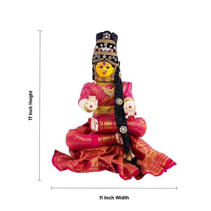 Varalakshmi Ammavari Idol - 17 x 11 Inches | Decorated Ammavari Vigraham/ Ammavari Stand with Face for Varalaxmi Vratam