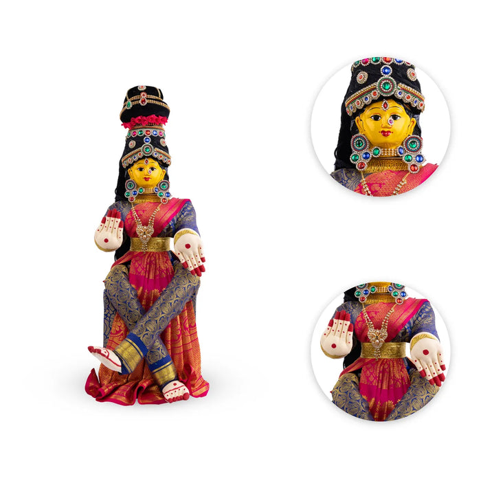 Varalakshmi Ammavari Idol- 15 x 7 Inches | Ammavari Vigraham With Face/Decorated Ammavari Stand for Varalakshmi Vratam
