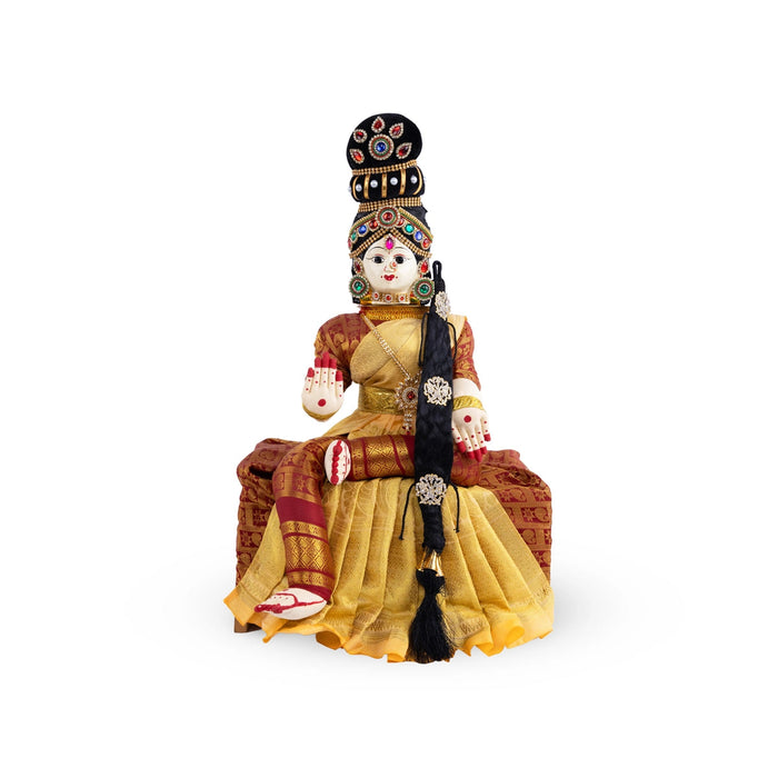 Varalakshmi Ammavari Idol - 13 x 8 Inches | Ammavari Vigraham/ Ammavari Stand With Face for Varalaxmi Vratam