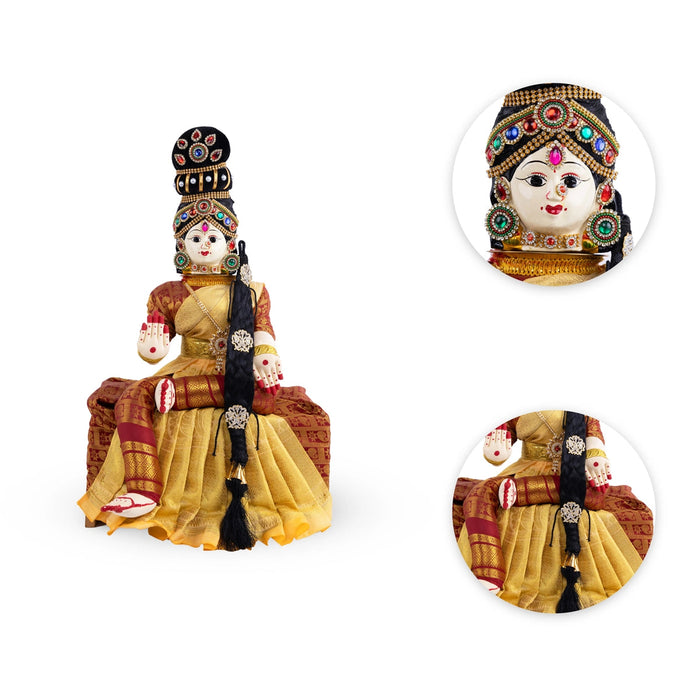 Varalakshmi Ammavari Idol - 13 x 8 Inches | Ammavari Vigraham/ Ammavari Stand With Face for Varalaxmi Vratam