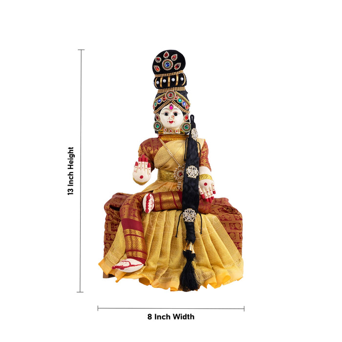 Varalakshmi Ammavari Idol - 13 x 8 Inches | Ammavari Vigraham/ Ammavari Stand With Face for Varalaxmi Vratam