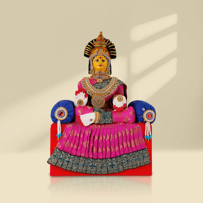 Varalakshmi Ammavari Idol With Simhasanam - 20 x 12 Inches | Ammavari Vigraham With Face for Varalakshmi Vratam