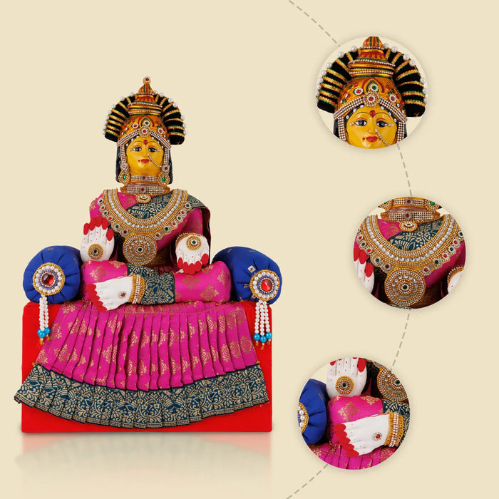 Varalakshmi Ammavari Idol With Simhasanam - 20 x 12 Inches | Ammavari Vigraham With Face for Varalakshmi Vratam