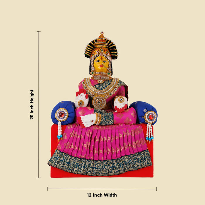 Varalakshmi Ammavari Idol With Simhasanam - 20 x 12 Inches | Ammavari Vigraham With Face for Varalakshmi Vratam