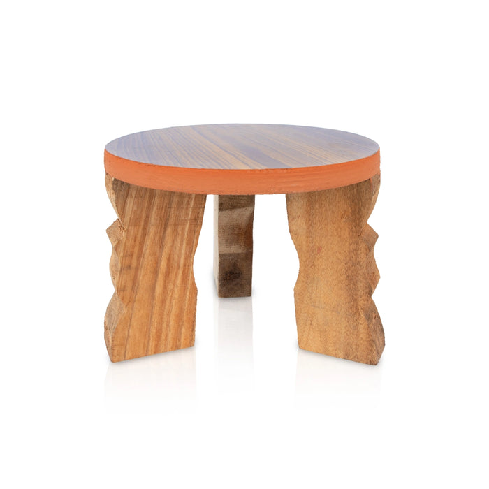 Mukkali Stool - 7.5 x 9.5 Inches | Wooden Mukkali/ Mukkali Stand for Pooja & Deity
