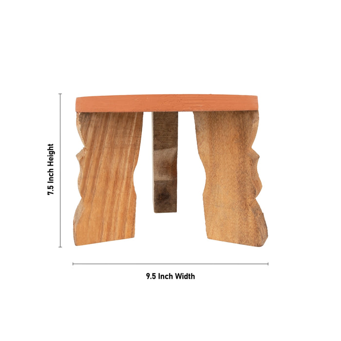 Mukkali Stool - 7.5 x 9.5 Inches | Wooden Mukkali/ Mukkali Stand for Pooja & Deity