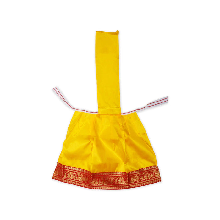 Devi Dress With Thavani - 12 x 10 Inches | Satin Amman Pavadai/ Jari Border Design Mata Rani Poshak for Deity