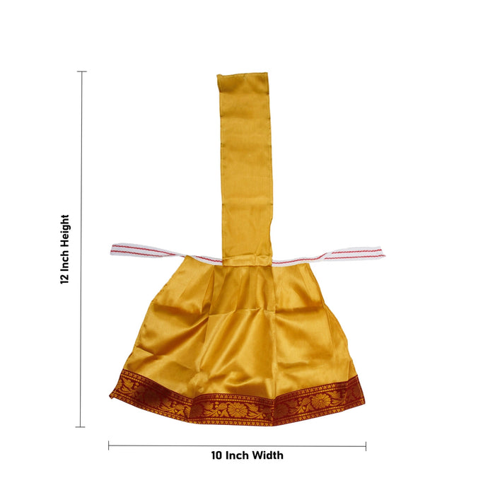 Devi Dress With Thavani - 12 x 10 Inches | Satin Amman Pavadai/ Jari Border Design Mata Rani Poshak for Deity