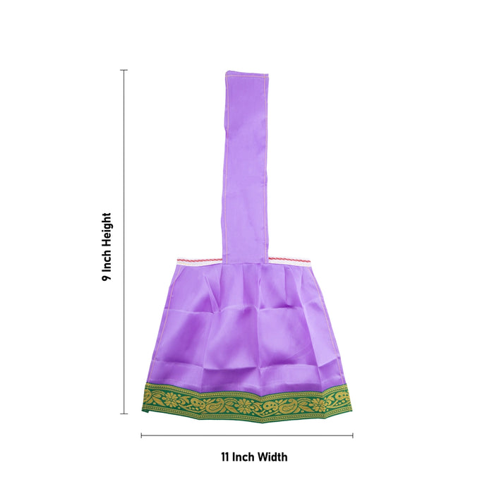 Devi Dress With Thavani - 9 X 11 Inches | Satin Amman Pavadai/ Jari Border Design Mata Rani Poshak For Deity