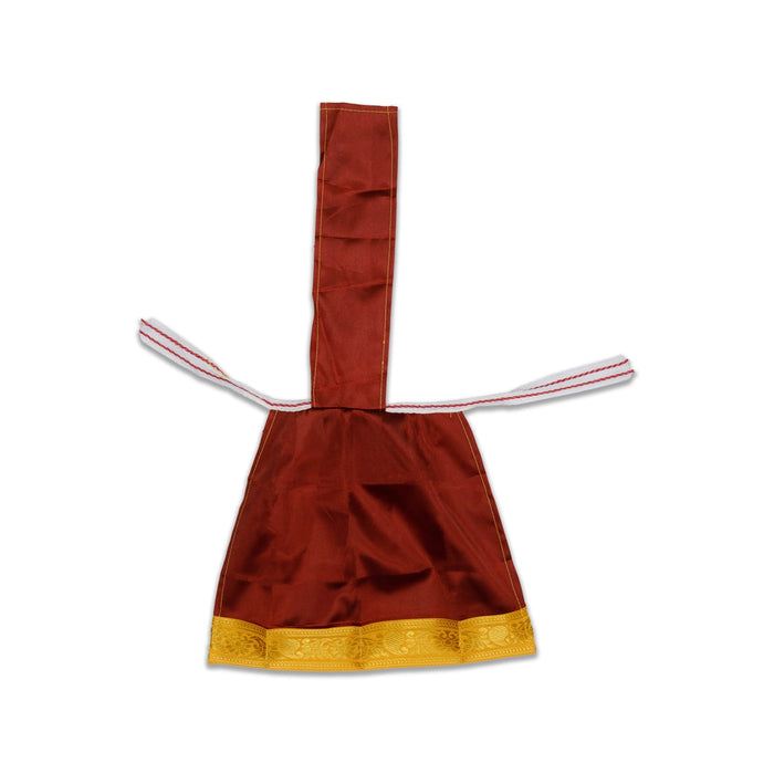 Devi Dress With Thavani - 9 X 11 Inches | Satin Amman Pavadai/ Jari Border Design Mata Rani Poshak For Deity